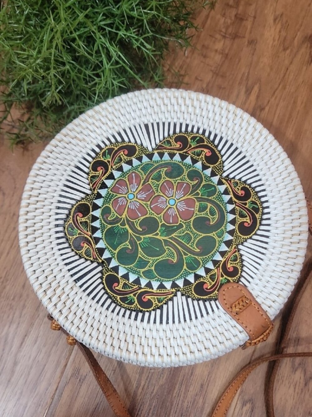 Klara Haloho Hand Crafted Round Rattan Crossbody - Picture 11 of 14